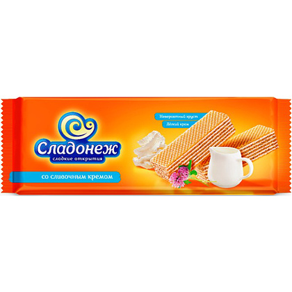 Вафли "Сладонеж", 270 г, со сливочным кремом