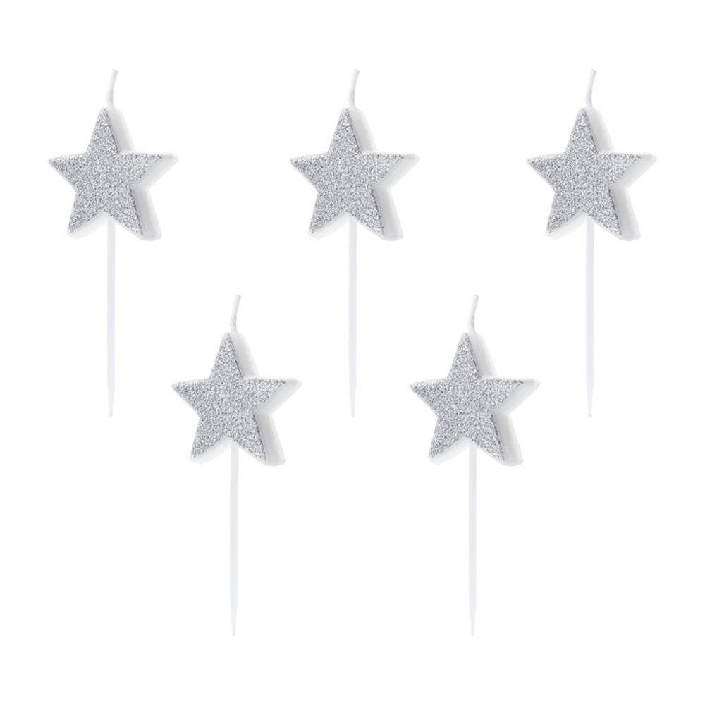 Свеча "Звезды", 5 шт, серебристый