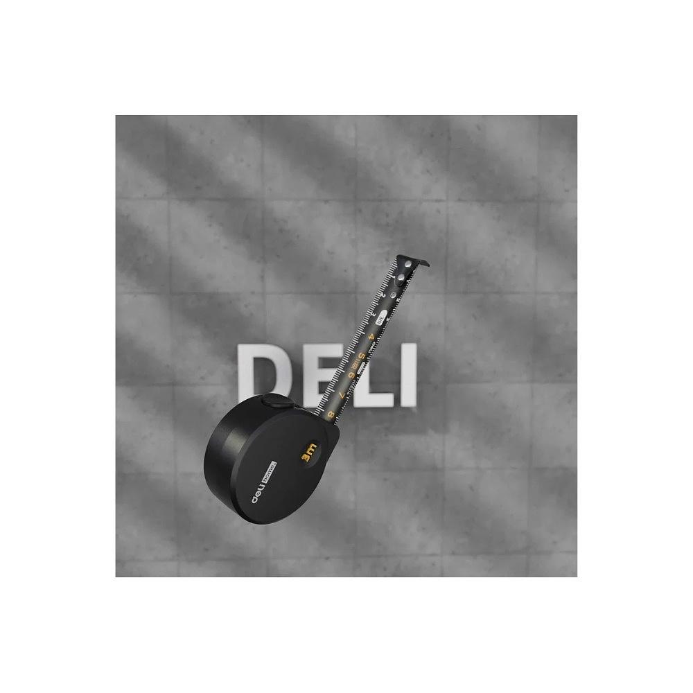 Рулетка Deli HS EHT8316, 3 м х 16 мм, Soft Touch, черный - 2