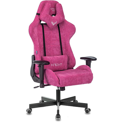 Кресло игровое Бюрократ "VIKING KNIGHT Fabric", ткань, металл, малиновый