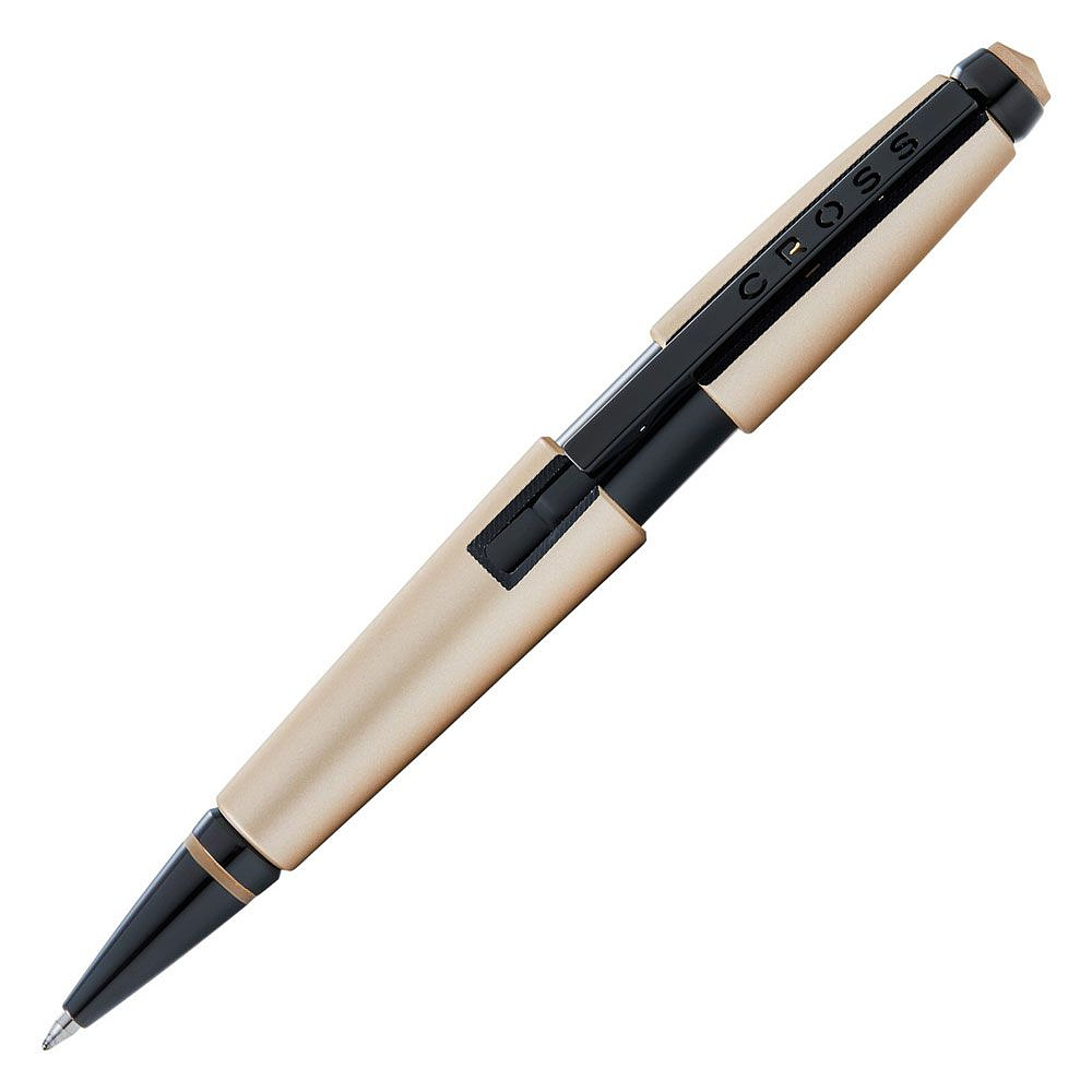 Ручка-роллер "Cross Edge Matte Hazelnut Lacquer", 0.7 мм, матовый шапань, черный, стерж. черный