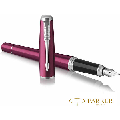 Ручка перьевая "Parker Urban Vibrant Magenta CT", F, бордовый, серебристый, патрон синий
