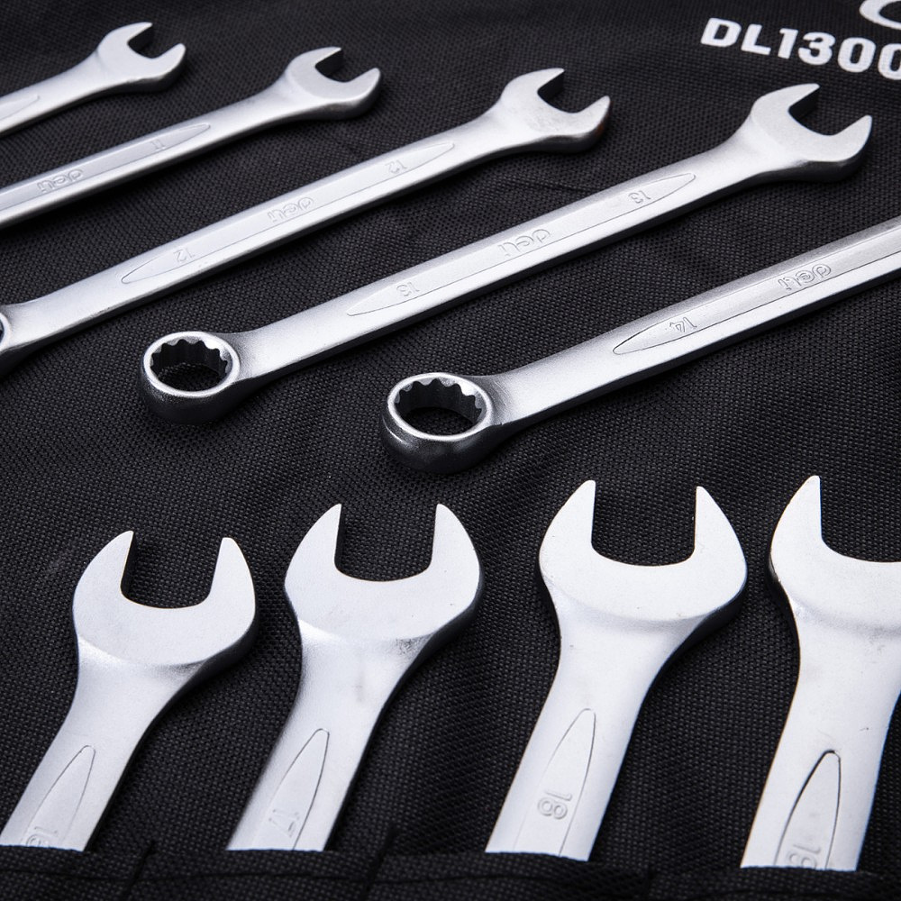 Ключ комбинированный "Deli" набор 14 шт., 10-32 мм, чехол, серебристый - 5