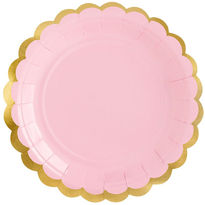 Тарелка бумажная, 18 см, 6 шт, светло-розовый