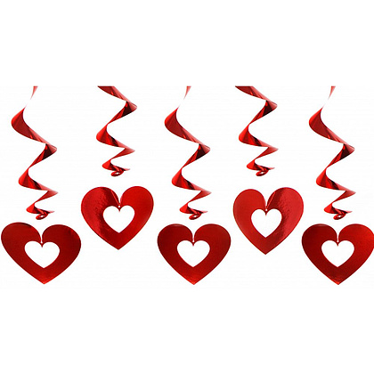 Гирлянда подвесная "Сердце", 60 см, 5 шт, красный - 4