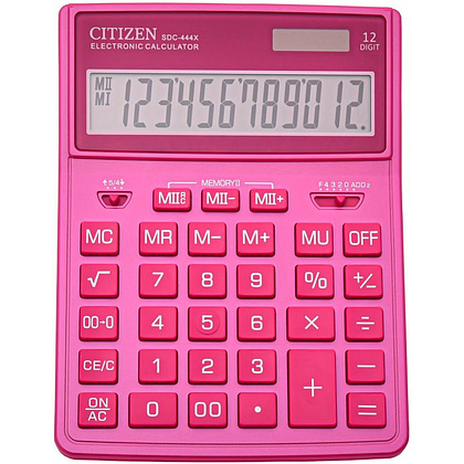 Калькулятор настольный CITIZEN "SDC-444 XRPKE", 12-разрядный, розовый - 3