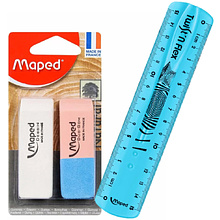 Набор ластик "Dessin Duo Gom" + линейка "Twist'n Flex", 15 см