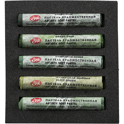 Пастель мягкая "Мастер Класс зеленые оттенки", набор 5 цветов - 4