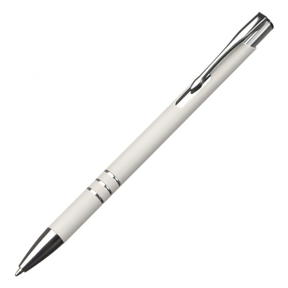 Ручка шариковая автоматическая "New Jersey", 0.7 мм, белый, серебристый, стерж. синий