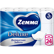 Бумага туалетная Zemma Deluxe, 24 рулона, 3 слоя, белый