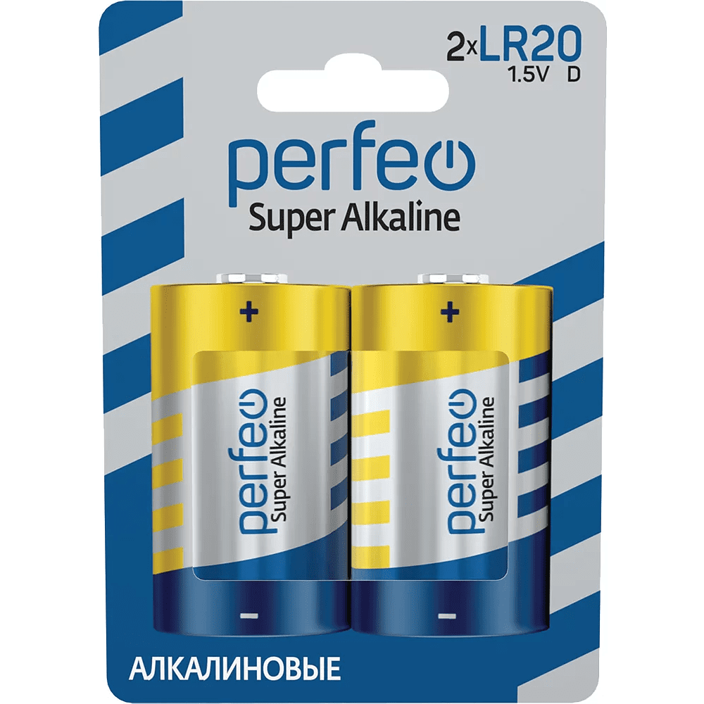 Батарейки алкалиновые Perfeo "1.5 V LR20/D", 2 шт. 