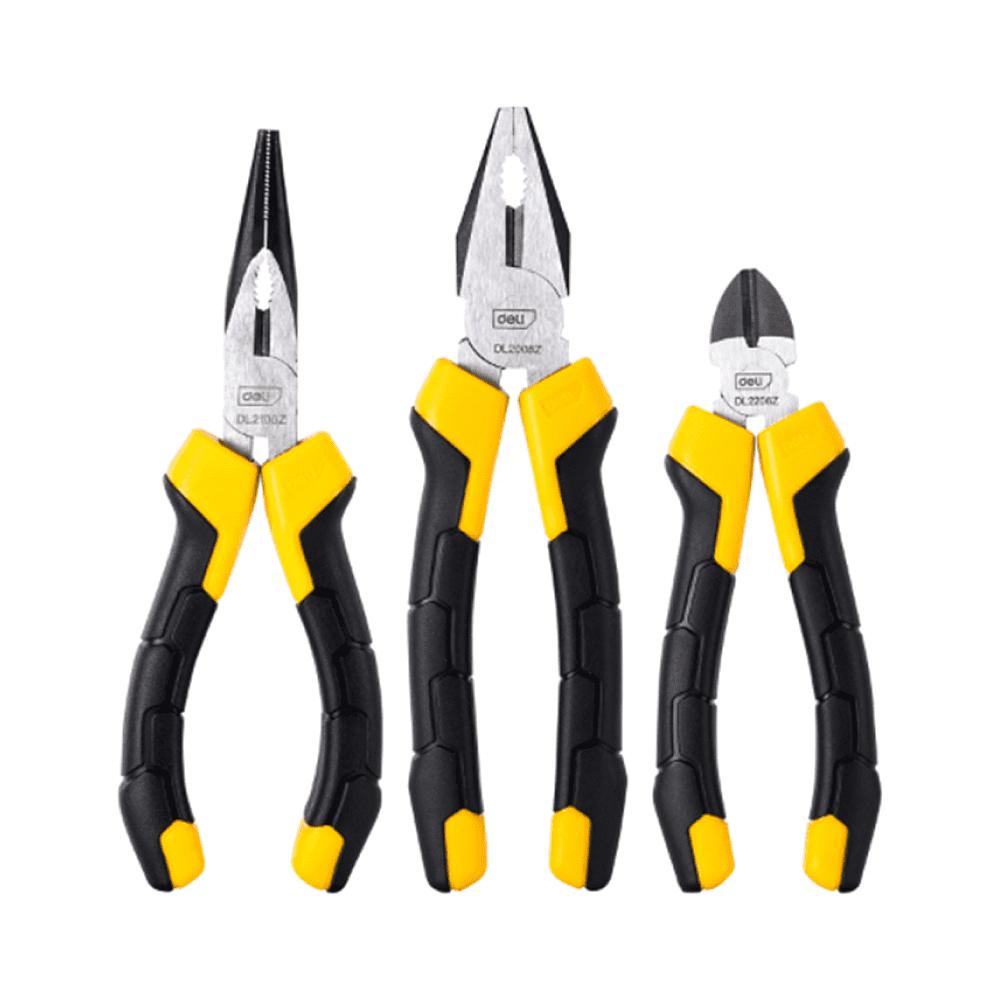 Набор плоскогубцев Deli "EDL2008Z-3", 3 шт, черный, желтый
