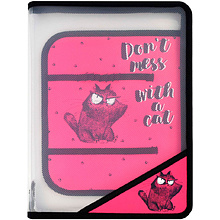 Папка для труда "Крэйзи кот", А4, на молнии, розовый, черный