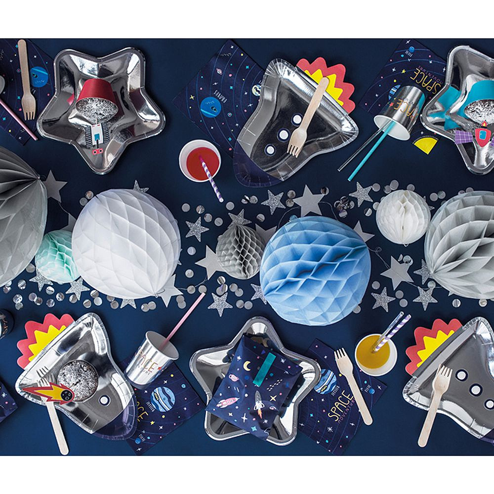 Тарелка бумажная "Star", 23 см, 6 шт, серебристый - 3