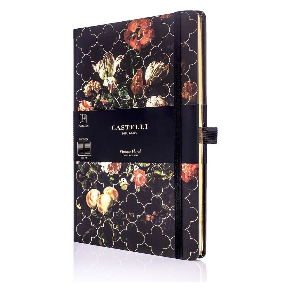 Блокнот "Vintage Tulip", А5, 96 листов, линейка, черный