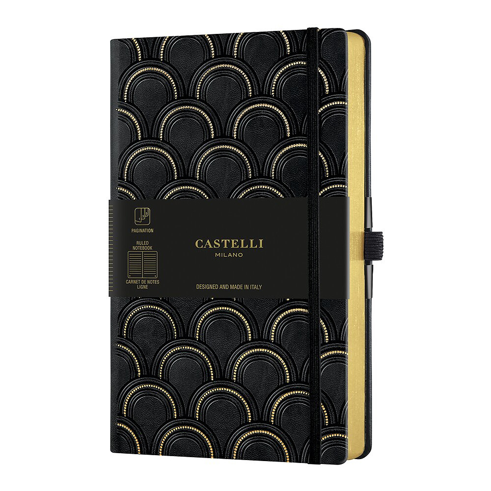 Блокнот Castelli Milano "Art Deco Gold", А5, 96 листов, линейка, черный, золотой