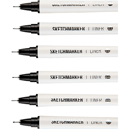 Набор ручек капиллярных "Sketchmarker", 6 штук (0.05, 0.1, 0.2, 0.3, 0.4, 0.5 мм), лайнер, черный  - 2