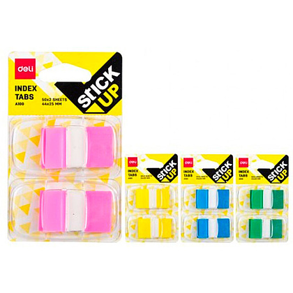 Закладки клейкие "Deli", 25x44 мм, 100 шт, ассорти - 4
