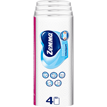Полотенца бумажные  Zemma 4 рул, 2 слоя, цв. белый