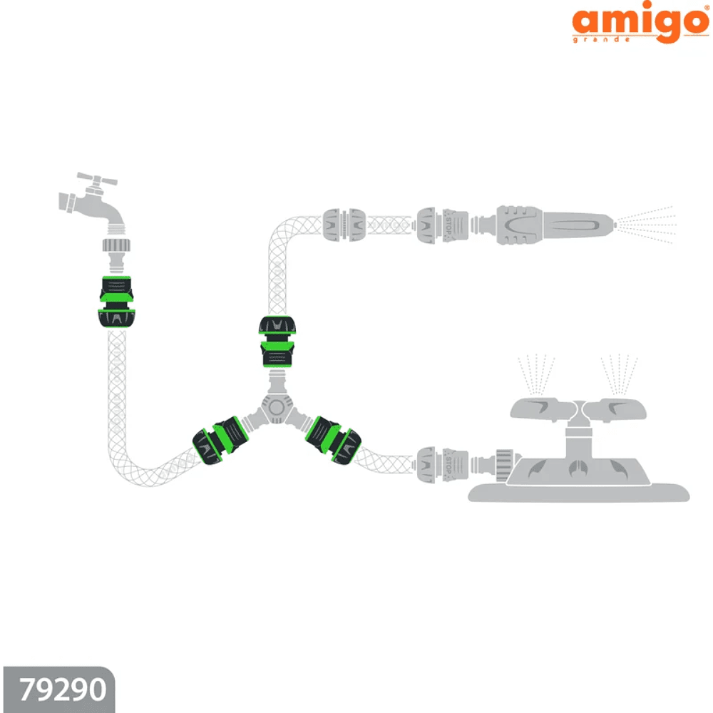Коннектор Amigo Grande "79290", 3/4", пластик, серый, зеленый - 3