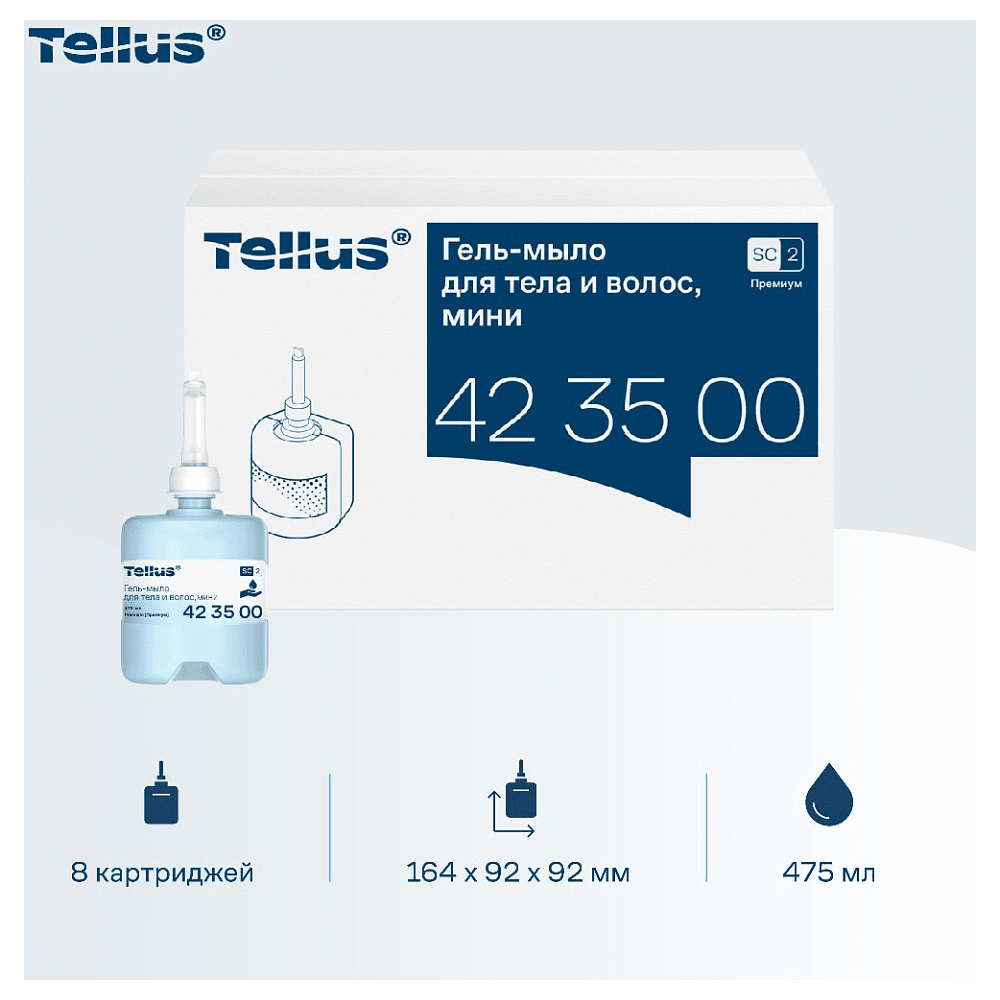 Мыло-гель Tellus Премиум для тела и волос, 475 мл, SC2 мини - 7