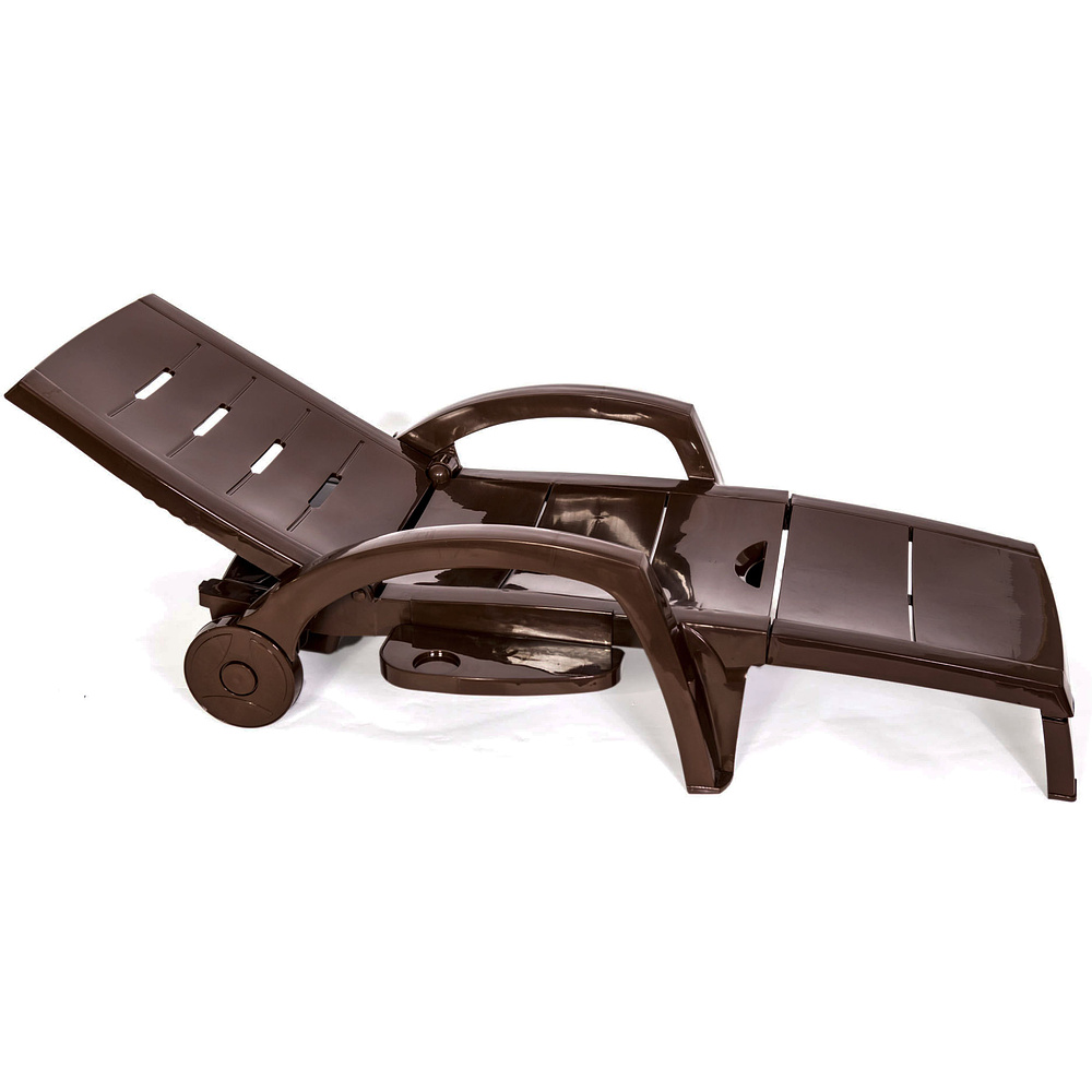 Шезлонг складной на колесах, пластик, шоколадный - 3