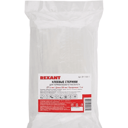 Стержни клеевые REXANT 09-1103, 7.4х200 мм, 10 шт/упак, прозрачный