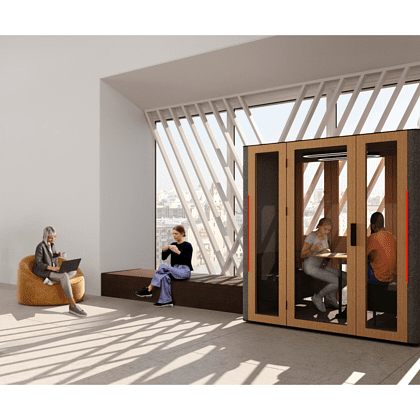 Акустическая кабина четырехместная Capsula QUADRO, глухая стенка, светлый войлок - 2