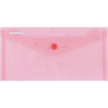 Папка-конверт на кнопке "Donau DL", dl, красный прозрачный