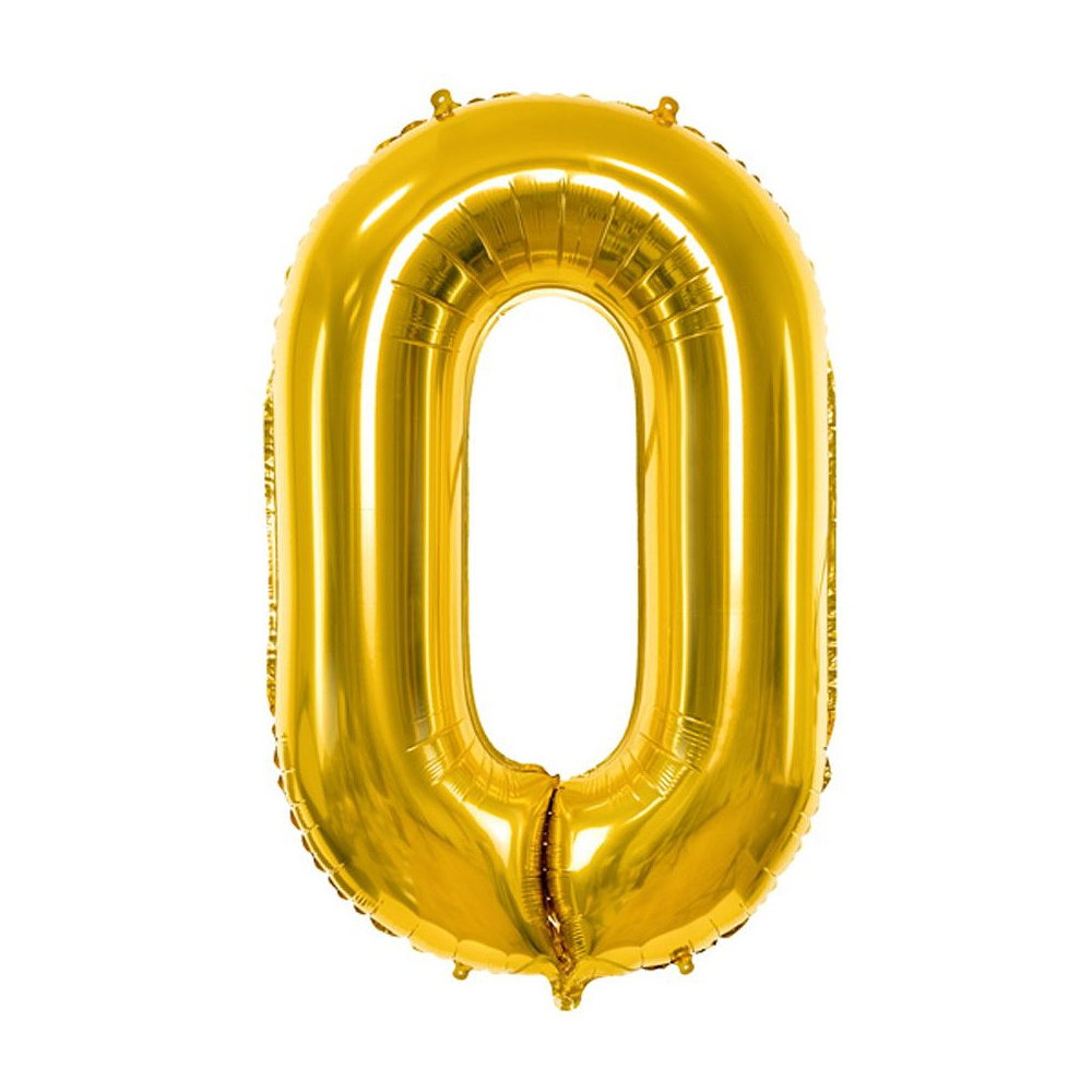 Шар фольгированный цифра "0", золотистый