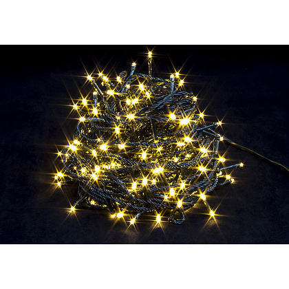 Гирлянда LED "Нить", черный провод, 20 м, теплый, белый
