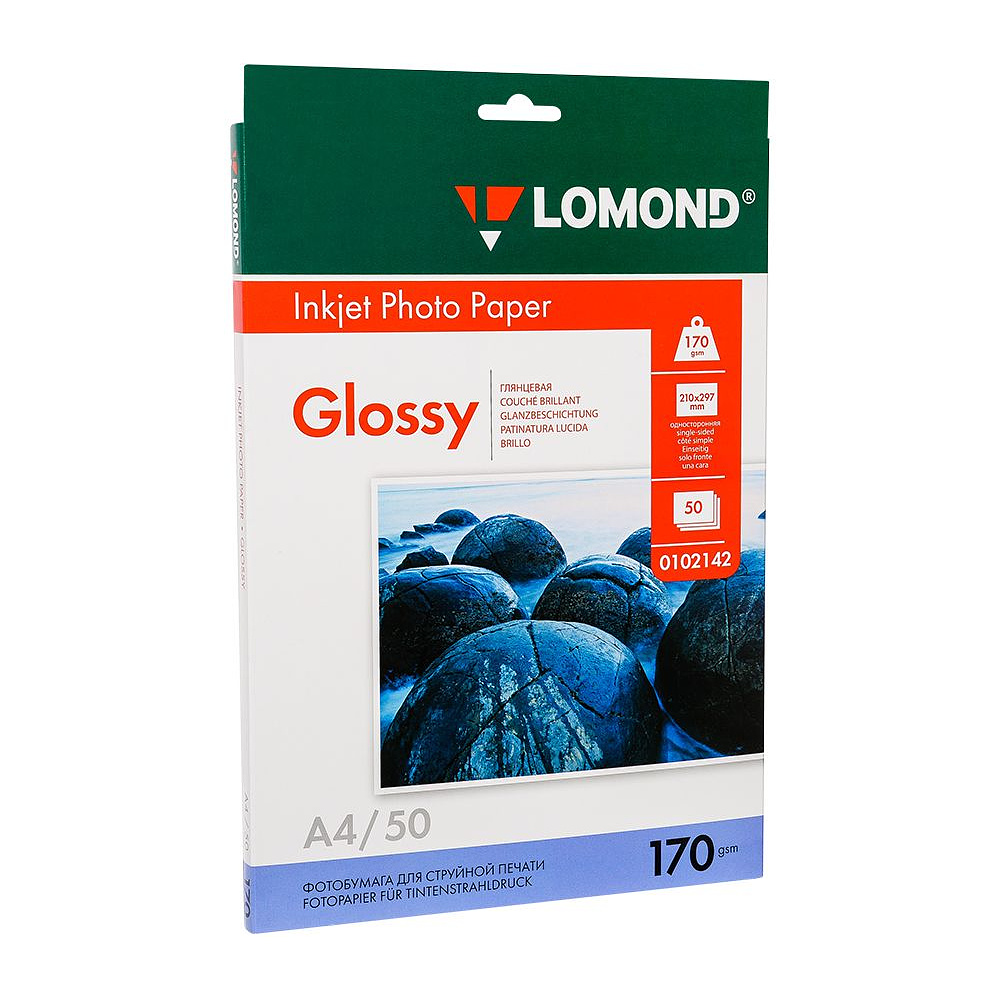 Фотобумага глянцевая для струйной фотопечати "Lomond", А4, 50 листов, 170 г/м2