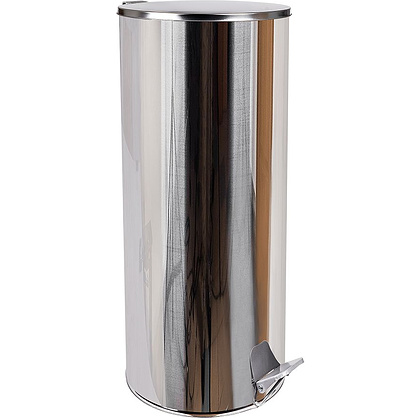 Урна с педалью, 30 л, хром