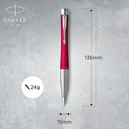 Ручка шариковая автоматическая Parker "Urban Core K314 Vibrant Magenta CT", 1.0 мм, пурпурный, серебристый, стерж. синий - 3
