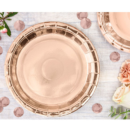 Тарелка бумажная "TPP36-019R", 23 см, 6 шт, розовое золото - 3