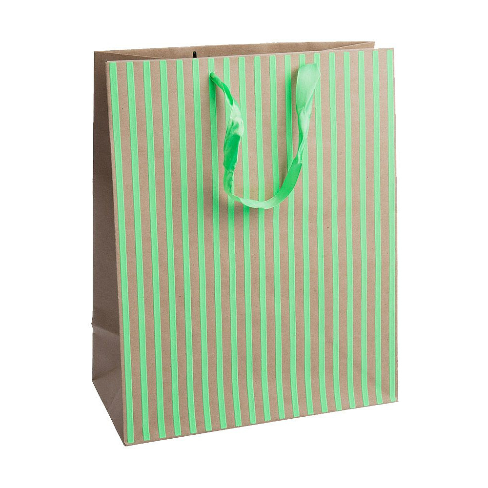 Пакет бумажный подарочный "Полоски", 32.4x13.7x26.4 см, ассорти