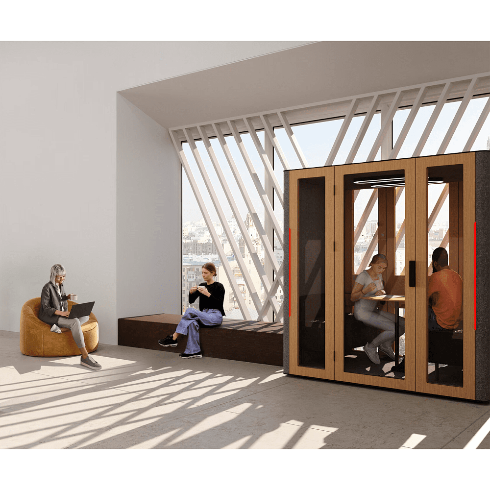 Акустическая кабина четырехместная Capsula QUADRO, глухая стенка, тёмный войлок - 2