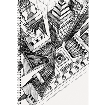 Тетрадь "New day. Дизайн 2", А4, 96 листов, клетка, спираль сбоку, белый, черный