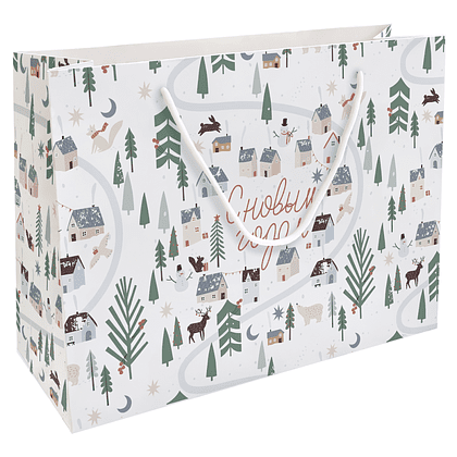 Пакет бумажный подарочный "Village", 36х26х12 см, белый