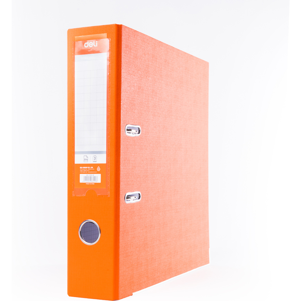 Папка-регистратор "Deli", А4, 75 мм, оранжевый