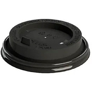 Крышка пластиковая для стаканов d=80мм, для горячих напитков, 100 шт/упак, с клапаном, глянцевая, черный