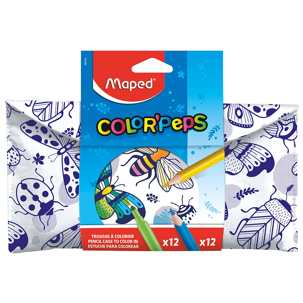 Пенал Maped "Colorpeps", 1 отделение, с наполнением, белый, синий, -50%