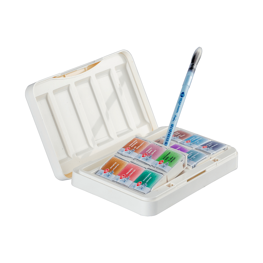 Краски акварельные "Белые ночи грануляция и натуральные земли", 12 цветов, кюветы - 3