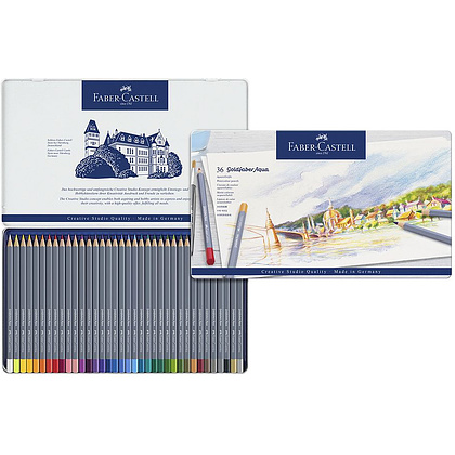 Карандаши цветные акварельные "Goldfaber Aqua", 36 цветов, металлическая упаковка - 2