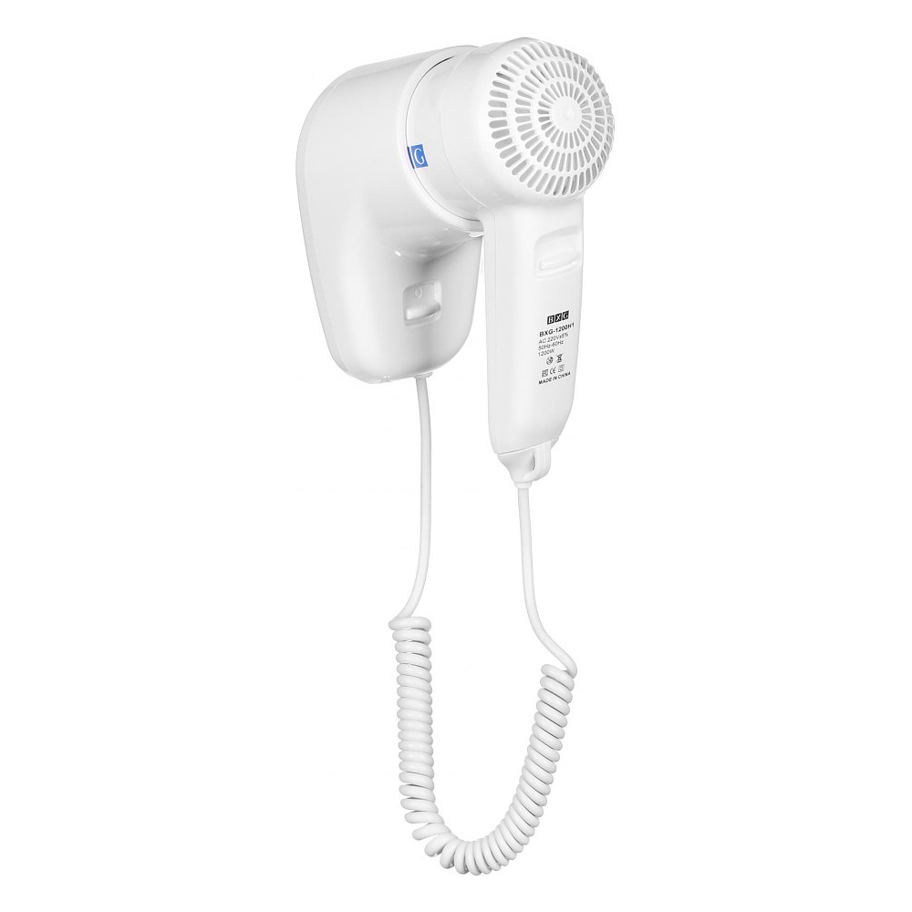 Фен настенный BXG-1200Н1, ABS-пластик, белый