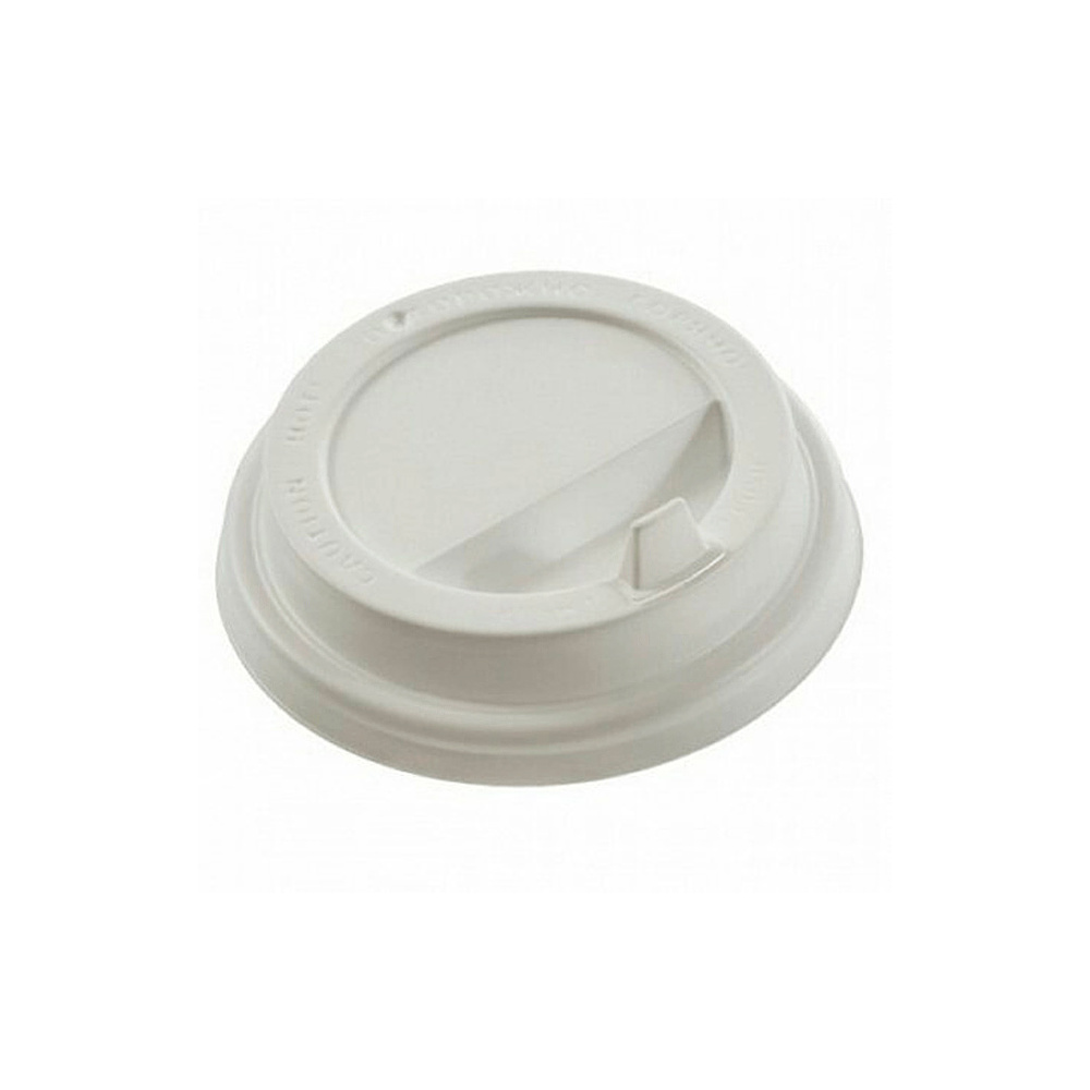 Крышка пластиковая для стаканов d=80мм, для горячих напитков, 100 шт/упак, с клапаном, глянцевая, белый