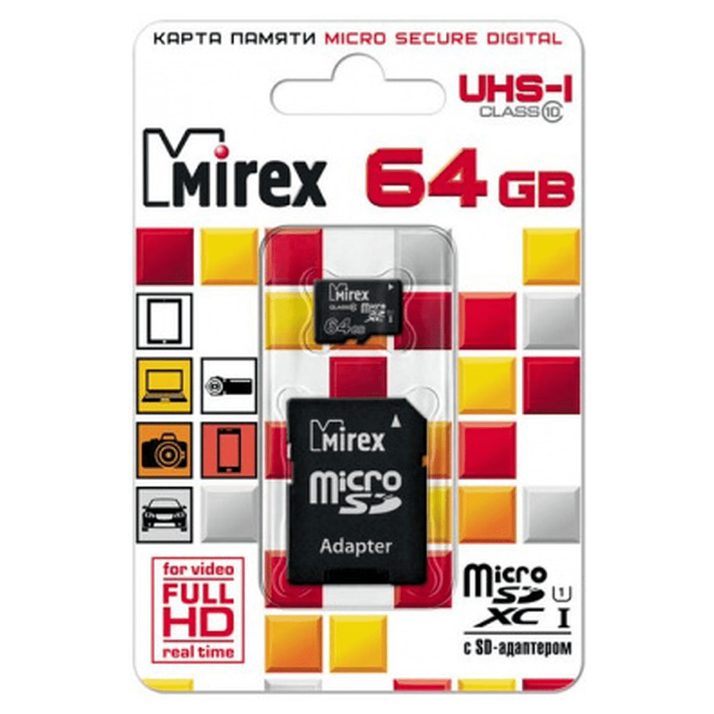 Карта памяти Mirex UHS-I MicroSDXC 64GB V30/A1/C10 (Class 10) - 2