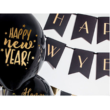 Шар воздушный "Happy New Year", 6 шт, черный