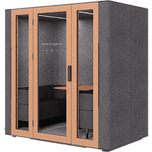 Акустическая кабина четырехместная Capsula QUADRO, глухая стенка, тёмный войлок