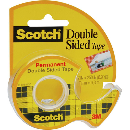 Клейкая лента двусторонняя "3М", 12x6.3 мм/м